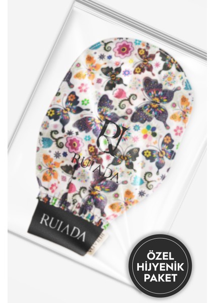 Flowers Series +50 Factor %100 Floş ipek İnce Banyo Duş Kesesi Peeling Eldiveni (BUTTERFLY)