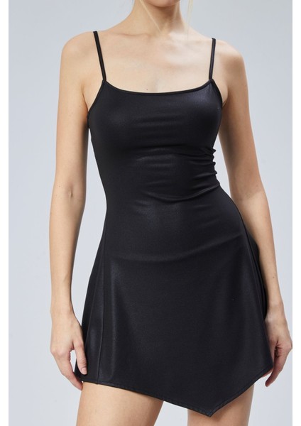 Deri Görünümlü Geometrik Kesim Mini Elbise fırsatları