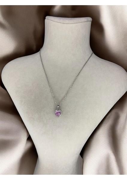 Pembe Kalp Detaylı Silver Kolye Sevgiliye Hediye fiyatları
