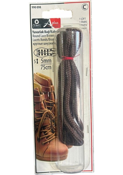 Kahverengi 5 mm 75 cm Yuvarlak Ayakkabı Bağı, Bir Çift Ayakkabı Bağcığı, Bot Bağcığı 990 098