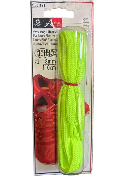 Yeşil Fosfor Renkli 8 mm 75 cm Yuvarlak Ayakkabı Bağı, Bir Çift Ayakkabı Bağcığı, 990 168