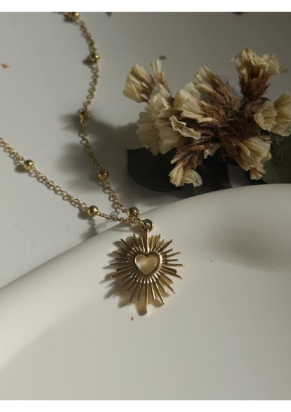 Çelik Kalp Figürlü Kadın Kolye-Altın Heart Beat - Gold Sevgiliye Hediye fiyatları