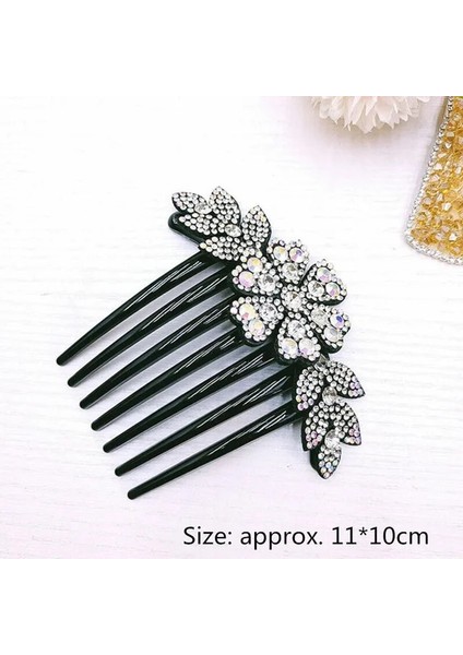 Beyaz Rhinestone Saç Fırçası Saç Klipleri Yedi Diş Tarak Saç Artefakt Tokalar Kadın Saç Şekillendirici Saç Tokası Hairband (Yurt Dışından)