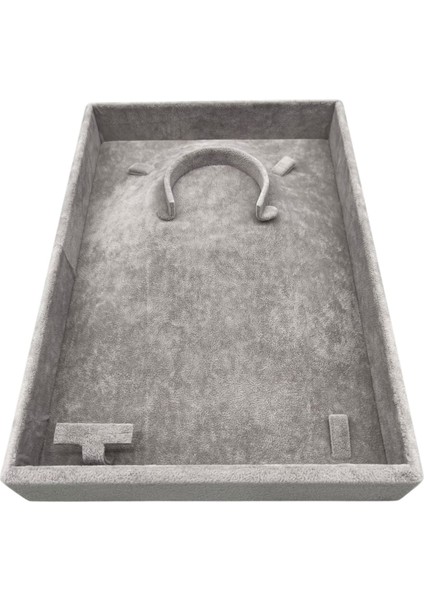 Yerli Üretim Süet Kumaş Gri Renk 26/19 cm Mini Takı Sergileme Tablası