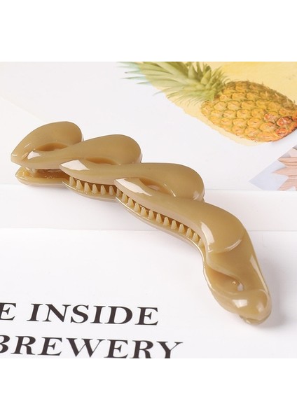 T Sarı 10.5 cm Hollow Out Muz Klip Kadınlar Için Düz Renk Büküm Firkete Kızlar At Kuyruğu Klip Tokalarım Saç Şekillendirici Araçları Aksesuarları Şapkalar (Yurt Dışından)