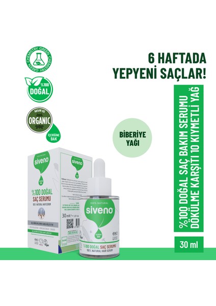 %100 Doğal Saç Bakım Serumu Biberiye Yağlı Dökülme Karşıtı Onarıcı 10 Mucizevi Yağ 30 ml