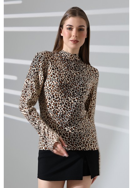 Kadın Kolsuz Body 21757 Leopar Desen