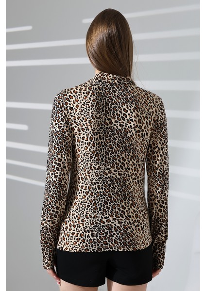 Kadın Kolsuz Body 21757 Leopar Desen