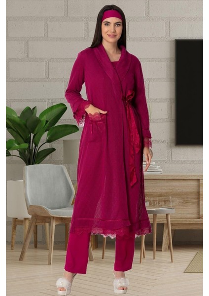 Mecit Örme Trikolu Lohusa Pijama Sabahlık Takım 5569