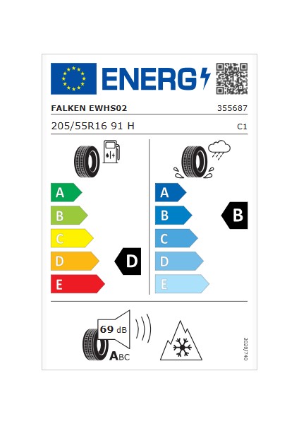 205/55 R16 91H Eurowinter HS02 Oto Kış Lastiği (Üretim Yılı : 2024)