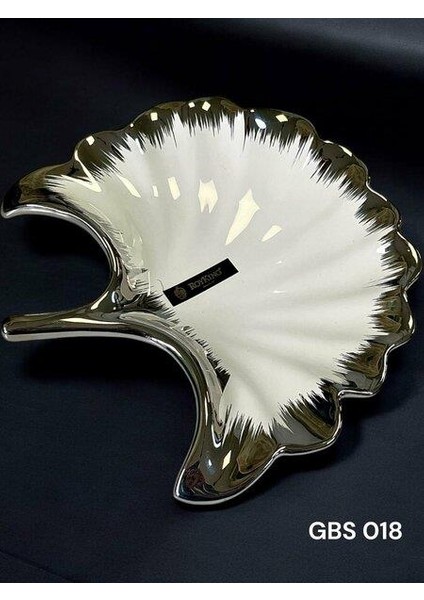 Royking Line Silver Yaprak Sunum Tabak Büyük 20*20 cm Gbs 018