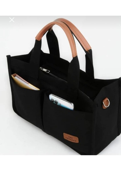 Çanta Kadın Kanvas The Tote Bag Cepli El Kol Omuz Çantası