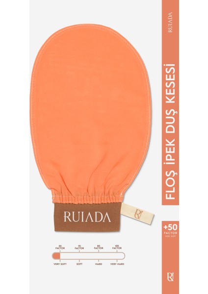 +50 Factor Somon Banyo Duş Kesesi Peeling Eldiveni %100 Floş İpek Hassas Ciltlere Özel