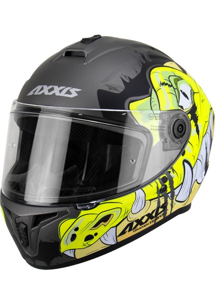 Draken S Trooper D3 Matt Fluor Yellow Full Face Motosiklet Kaskı + Yedek Siyah Vizör - M