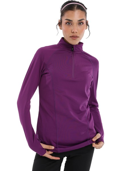 Almeria Midlayer Kadın Mor Koşu Sweatshirt 24KK004-MOR