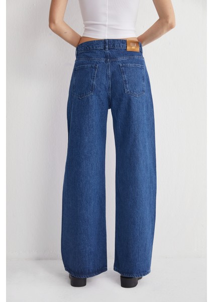 Yüksek Bel Geniş Paça Denim Jeans