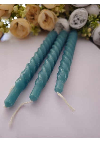 3 Lü Burgu Petrol Yeşili Mum Şamdan Dekor Yılbası Özel Gün Mumu fırsatları