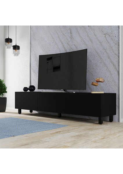 Gece 3 Kapaklı 180 cm Tv Sehpası - Siyah