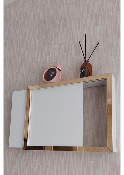 Beyaz-Gold 30 x 40 x 7 cm Düz Kapaklı Duvara Asılabilir Sigorta ve Modem-Wifi Saklama Kutusu! Saklama Kutusu fiyatları