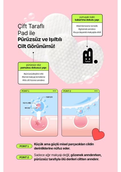 Ağır Makyajı Bile Tek Seferde Çıkaran Yüz ve Makyaj Temizleme Pedi Edıt.b Joyfull Heart Pad 30'lu modelleri