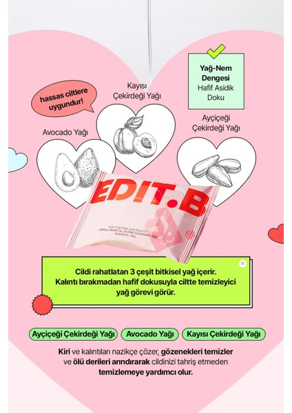 Ağır Makyajı Bile Tek Seferde Çıkaran Yüz ve Makyaj Temizleme Pedi Edıt.b Joyfull Heart Pad 30'lu fırsatları