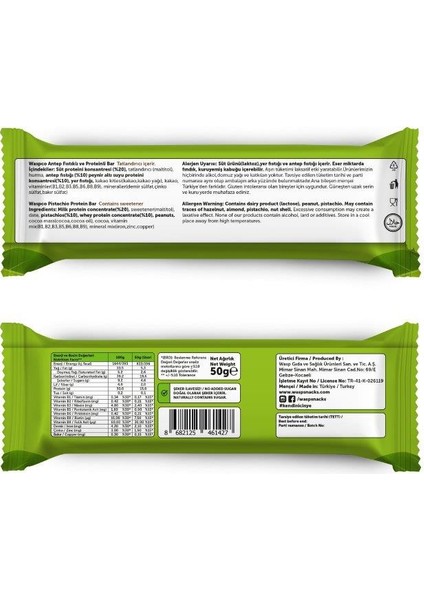 Antep Fıstıklı Yüksek Protein Bar 50G