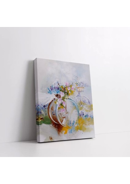 Çiçekler ve Bisiklet Kanvas Tablo fiyatları
