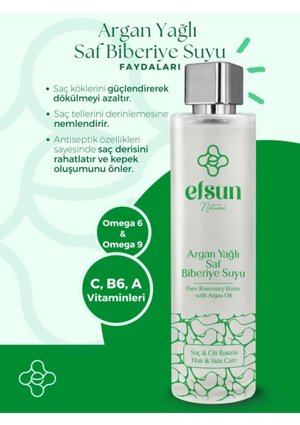 Argan Yağlı Biberiye Suyu Güçlendirici ve Hızlı Saç Uzama Etkili Doğal Saf Saç Toniği 100 ml