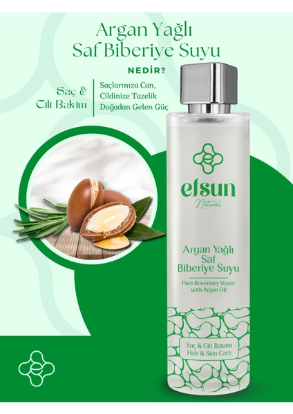 Argan Yağlı Biberiye Suyu Güçlendirici ve Hızlı Saç Uzama Etkili Doğal Saf Saç Toniği 100 ml