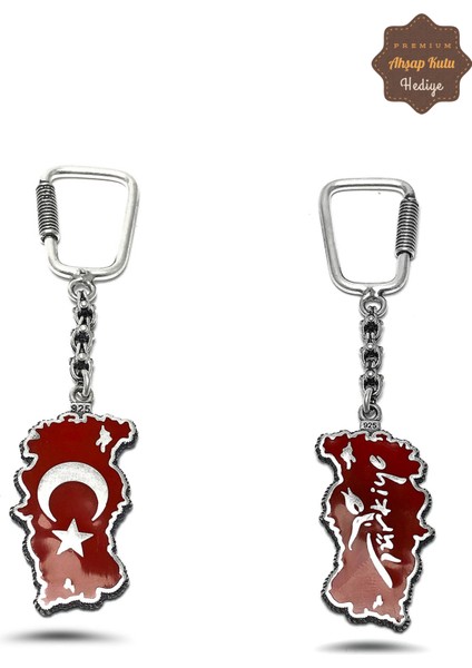 Mineli Ayyıldız Harita Model Midyat Telkari El Işçiliği Gümüş Anahtarlık 201023544
