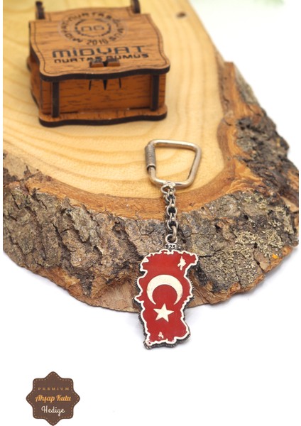 Mineli Ayyıldız Harita Model Midyat Telkari El Işçiliği Gümüş Anahtarlık 201023544