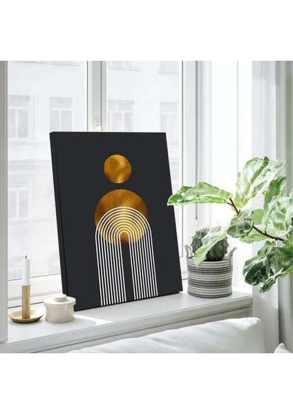 Siyah Zemin Beyaz ve Gold Kanvas Tablo modelleri