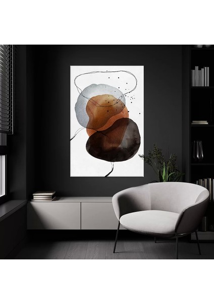 Suluboya Kahverengi Desenli Kanvas Tablo