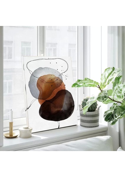 Suluboya Kahverengi Desenli Kanvas Tablo modelleri