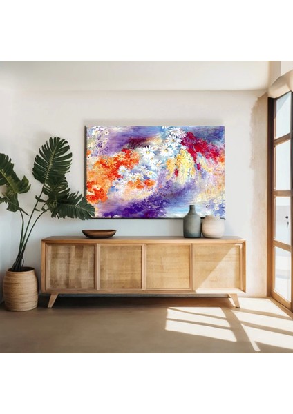 Soyut Rengarenk Çiçekler Kanvas Tablo
