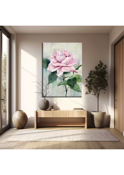 Pembe Gül Kanvas Tablo