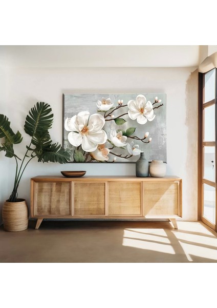 Beyaz Çiçekler Kanvas Tablo