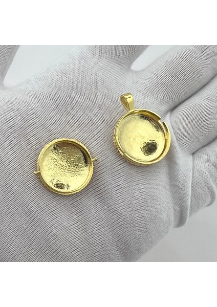 925 Ayar Gümüş Çiçek Motifli Gold Muska Kolye