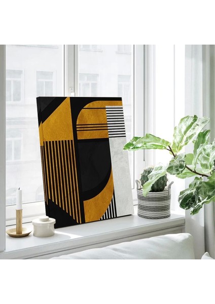 Sarı Siyah Geometrik Kanvas Tablo modelleri