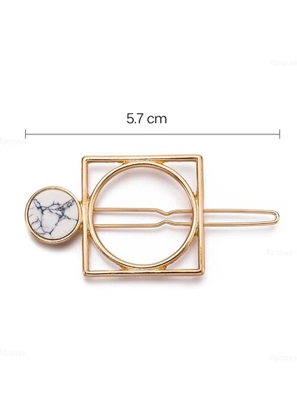 Stil 2 1 Pc Moda Geometrik Saç Klipleri Daire Kare Tokalar Kadın Kız Doğal Taş Ebru Tokalarım Retro Metal Saç Şekillendirici Pin (Yurt Dışından) indirimleri