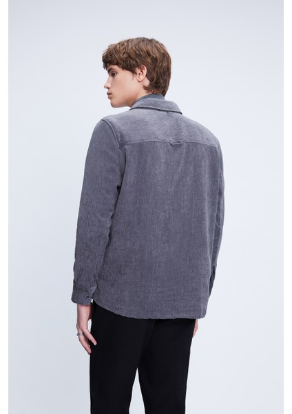 Gri Shacket Comfort Fit Uzun Kol Fitilli Kadife Gömlek indirimleri