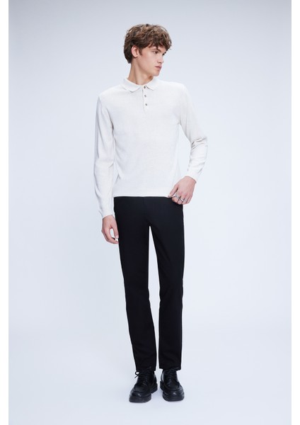 Bej Regular Fit Düz Polo Yaka Yünlü Triko Kazak fiyatları