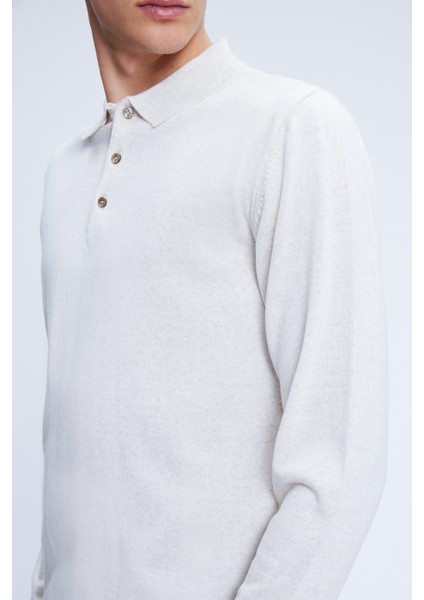 Bej Regular Fit Düz Polo Yaka Yünlü Triko Kazak fırsatları