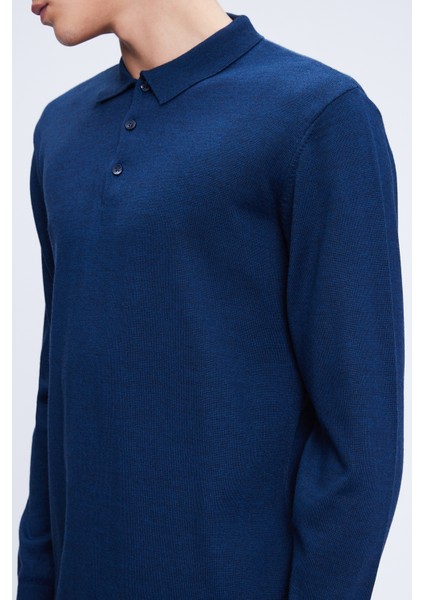 Indigo Regular Fit Düz Polo Yaka Yünlü Triko Kazak fırsatları