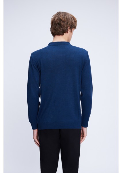 Indigo Regular Fit Düz Polo Yaka Yünlü Triko Kazak indirimleri