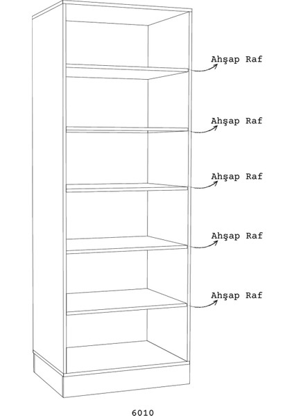 60 cm 'lik 6 Raflı Kapaksız Giyinme Dolap- Krem Rengi