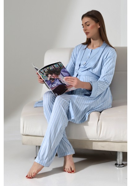 Likapashop 3'lü Hamile Pijama Takımı