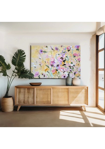 Pembe Beyaz Çiçekler Kanvas Tablo