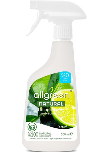 Doğal Limon Kokulu Oda Kokusu Sprey – %100 Bitkisel, Ferahlatıcı ve Yatıştırıcı, 500 ml fiyatları