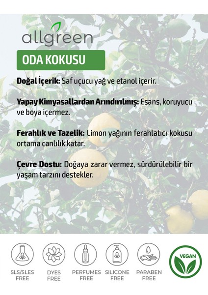 Doğal Limon Kokulu Oda Kokusu Sprey – %100 Bitkisel, Ferahlatıcı ve Yatıştırıcı, 500 ml modelleri